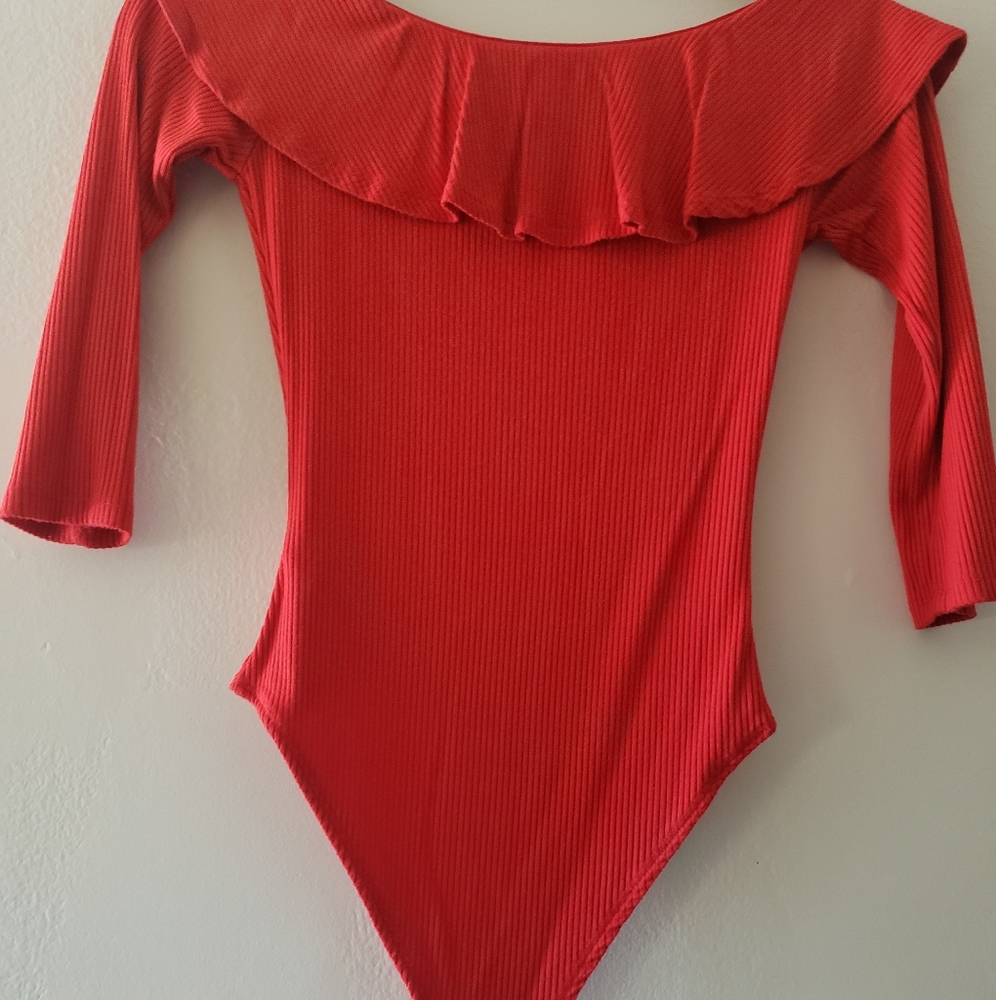 Forever 21 Red Ruffle Bodysuit - Picture 3 of 4